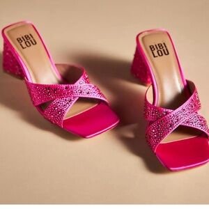 Brand new Bibi Lou crystal heels in bright fuschia pink